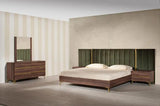 Vig Furniture - Nova Domus Calabria Modern Walnut & Green Velvet Bed & Nightstands - Vgaccalabria-Bed