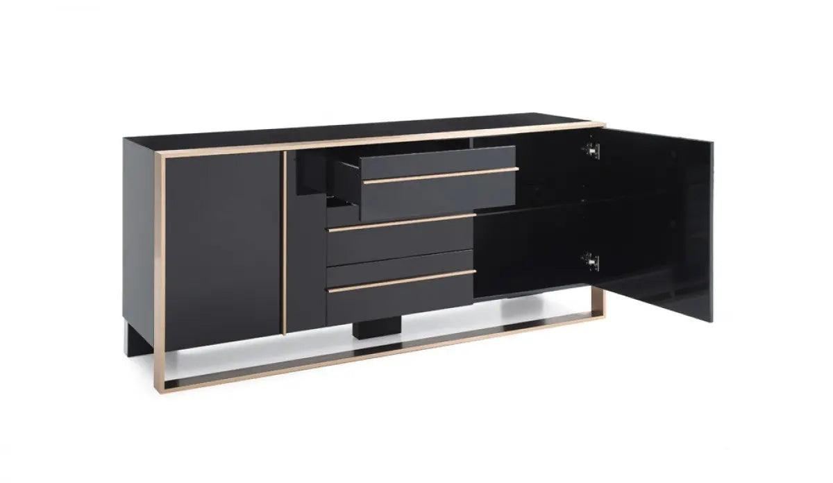 Vig Furniture - Nova Domus Cartier Modern Black & Brushed Bronze Dining Set - Vgvca002-Dinset