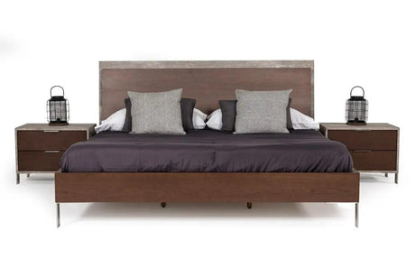 Vig Furniture - Nova Domus Conner Modern Dark Walnut & Faux Concrete Bedroom Set - Vgan-Conner-Set-Dk