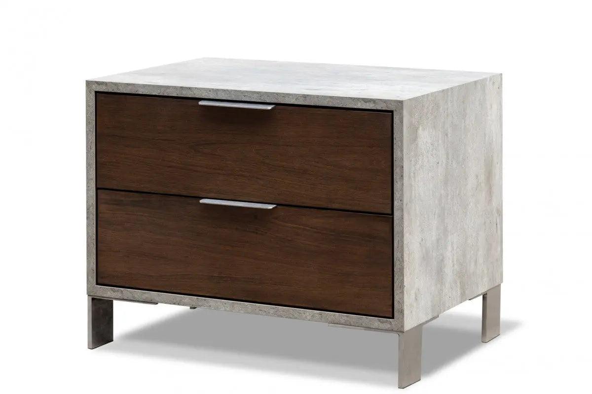 Vig Furniture - Nova Domus Conner Modern Dark Walnut & Faux Concrete Bedroom Set - Vgan-Conner-Set-Dk