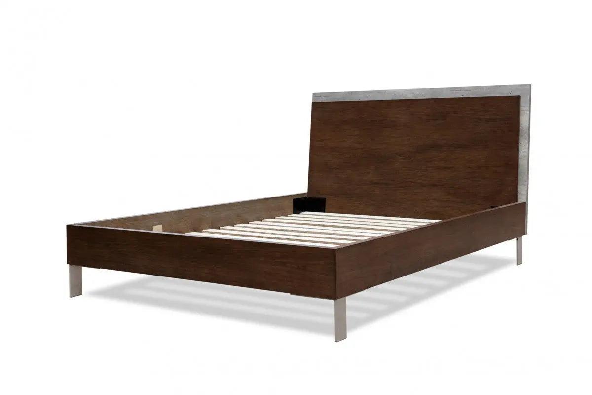 Vig Furniture - Nova Domus Conner Modern Dark Walnut & Faux Concrete Bedroom Set - Vgan-Conner-Set-Dk