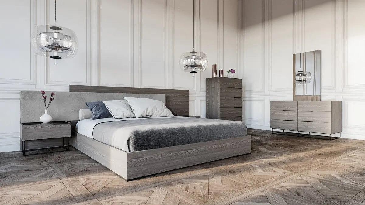 Vig Furniture - Nova Domus Enzo Italian Modern Grey Oak & Fabric Bed W- Nightstands - Vgacenzo-Bed