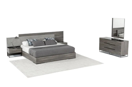 Vig Furniture - Nova Domus Enzo Italian Modern Grey Oak & Fabric Bedroom Set - Vgacenzo-Set