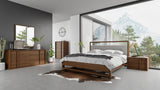 Vig Furniture - Nova Domus Falcor - Modern Grey Fabric & Walnut Veneer Bed - Vgmabr-107-Bed