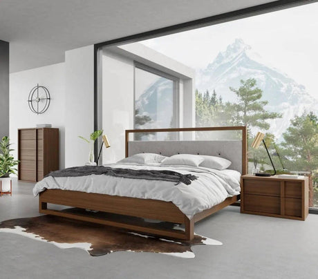 Vig Furniture - Nova Domus Falcor - Modern Grey Fabric & Walnut Veneer Bed - Vgmabr-107-Bed