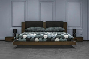 Nova Domus Fantasia Walnut-Dark Grey Bed And Two Nightstands Vgwdhl-W01-Bed-2Ns
