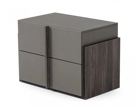 Vig Furniture - Nova Domus Lucia - Italian Modern Elm And Matte Grey Nightstand - Vgaclucia-Ns-Gry