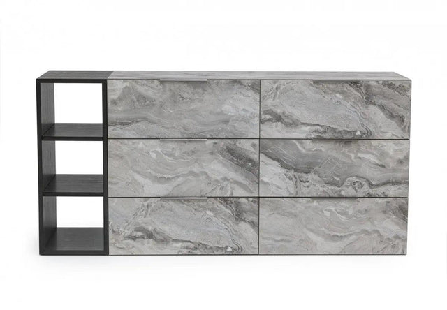 Vig Furniture - Nova Domus Maranello Modern Grey Wash & Faux Marble Dresser - Vgmamqt-S25-Br-121-Gry-Drs