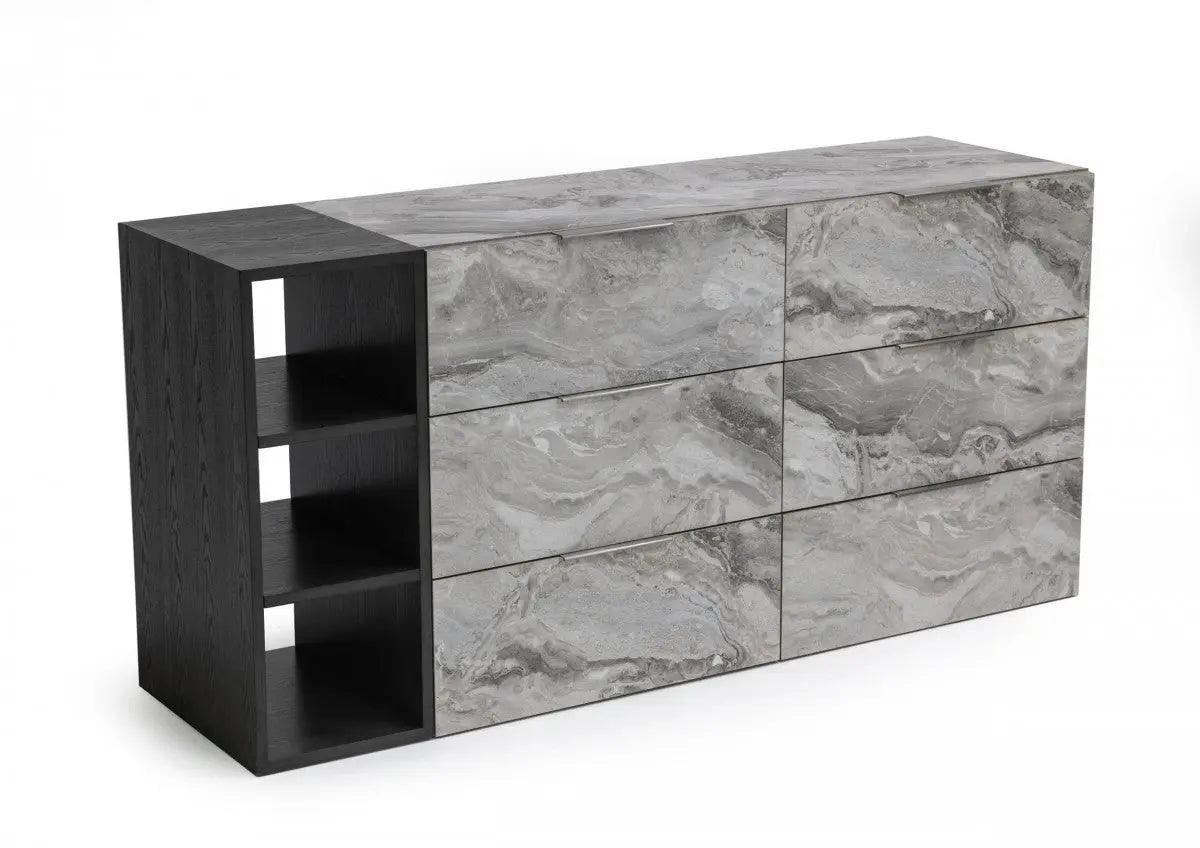 Vig Furniture - Nova Domus Maranello Modern Grey Wash & Faux Marble Dresser - Vgmamqt-S25-Br-121-Gry-Drs