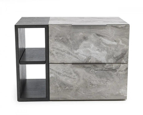 Vig Furniture - Nova Domus Maranello Modern Grey Wash & Faux Marble Nightstand - Vgmamqt-S25-Br-121-Gry-Ns