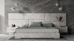 Nova Domus Marbella Italian Modern Grey Marble Bed W2 Nightstands Vgacmarbella-Gry-Bed