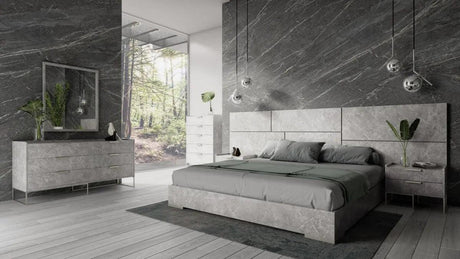 Vig Furniture - Nova Domus Marbella - Italian Modern Grey Marble Bed W- 2 Nightstands - Vgacmarbella-Gry-Bed