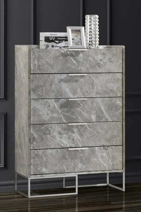 Vig Furniture - Nova Domus Marbella - Italian Modern Grey Marble Chest - Vgacmarbella-Gry-Chest