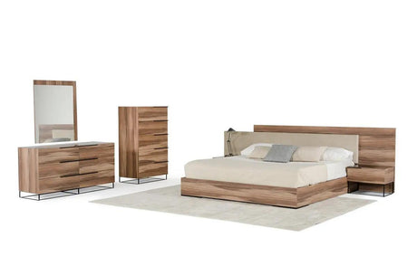 Vig Furniture - Nova Domus Matteo Italian Modern Walnut & Fabric Bedroom Set - Vgacmatteo-Set