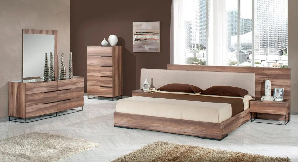 Vig Furniture - Nova Domus Matteo Italian Modern Walnut & Fabric Bedroom Set - Vgacmatteo-Set