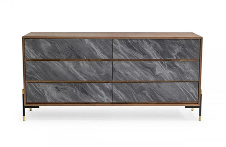 Vig Furniture - Nova Domus Metcalf Mid-Century Walnut & Grey Dresser - Vgmaqt-S831-Br-120-Wal-Drs