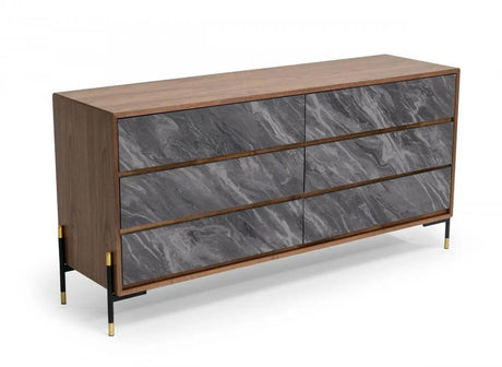 Vig Furniture - Nova Domus Metcalf Mid-Century Walnut & Grey Dresser - Vgmaqt-S831-Br-120-Wal-Drs