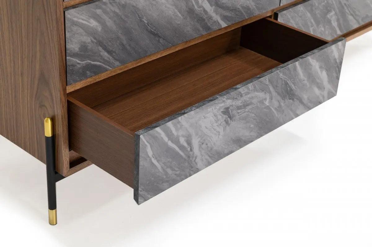 Vig Furniture - Nova Domus Metcalf Mid-Century Walnut & Grey Dresser - Vgmaqt-S831-Br-120-Wal-Drs
