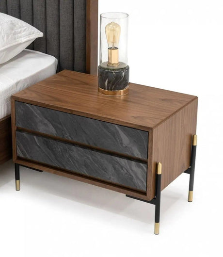 Vig Furniture - Nova Domus Metcalf Mid-Century Walnut & Grey Nightstand - Vgmaqt-S831-Br-120-Wal-Ns