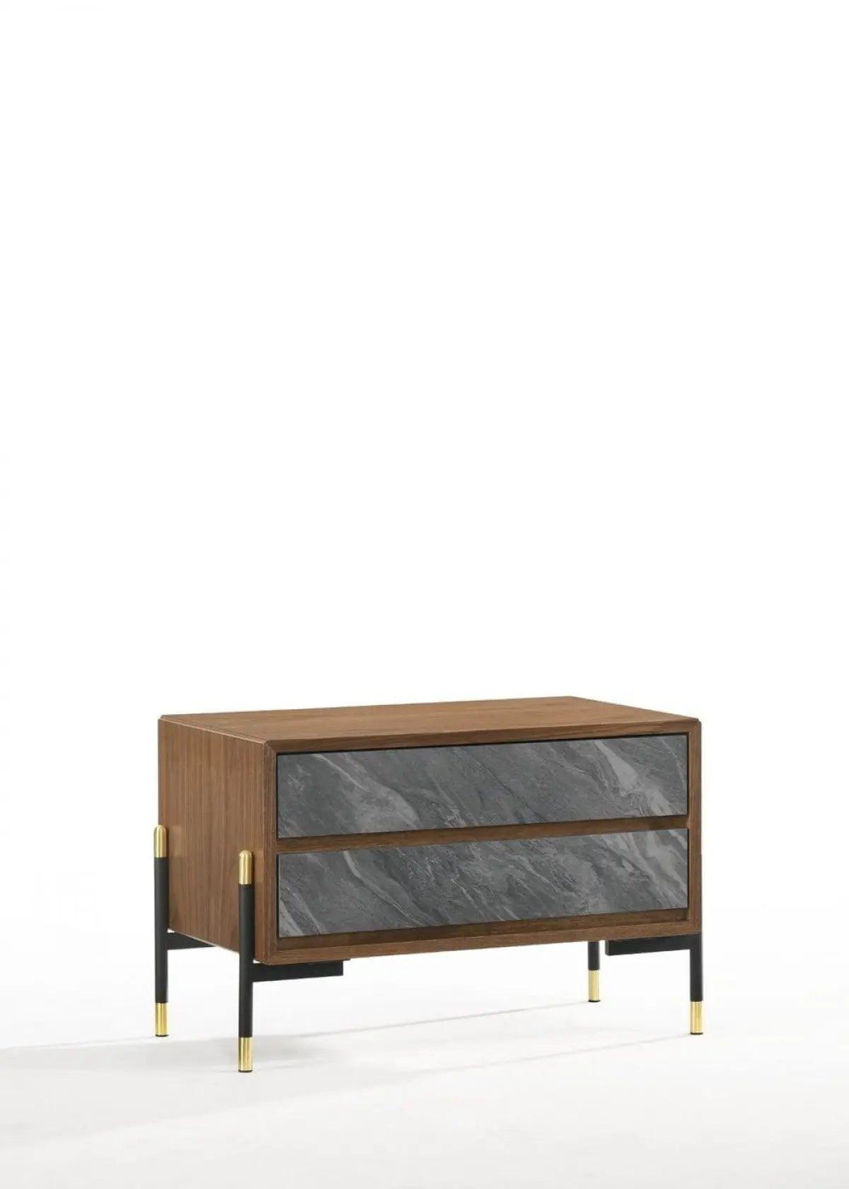 Vig Furniture - Nova Domus Metcalf Mid-Century Walnut & Grey Nightstand - Vgmaqt-S831-Br-120-Wal-Ns
