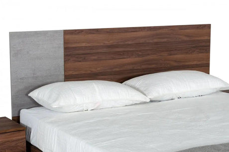 Vig Furniture - Nova Domus Palermo - Modern Italian Faux Concrete & Walnut Bed - Vgacpalermo-Wal-Bed