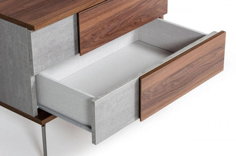 Vig Furniture - Nova Domus Palermo - Modern Italian Faux Concrete & Walnut Nightstand - Vgacpalermo-Wal-Ns