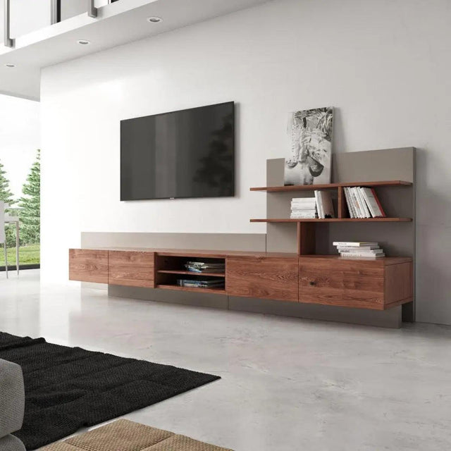 Vig Furniture - Nova Domus Pompeii Contemporary Grey & Walnut Tv Stand - Vgbbvig180501Tv-Clearance