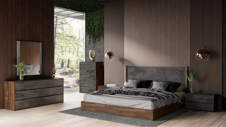 Vig Furniture - Nova Domus Rado - Modern Walnut & Volcanic Slate Bed - Vgacrado-Wal-Bed