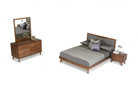 Vig Furniture - Nova Domus Soria Modern Grey & Walnut Queen Bedroom Set - Vgmasoria-Set