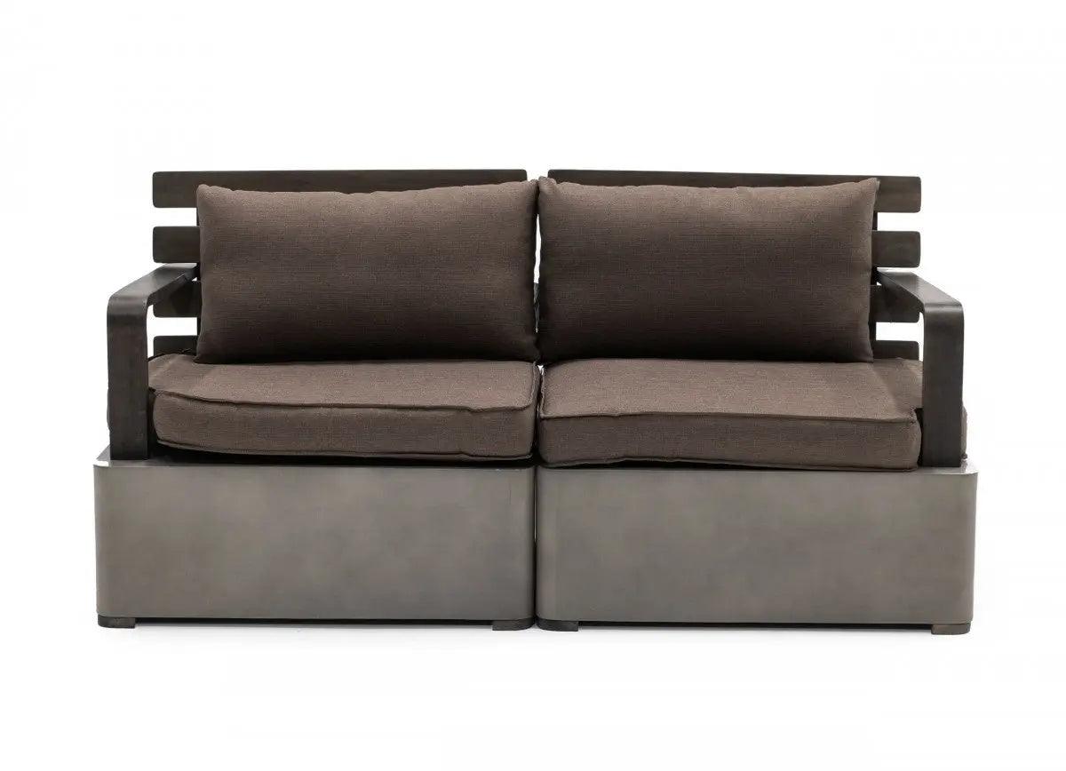 Vig Furniture - Renava Garza Outdoor Concrete & Acacia 2 Seater Sofa - Vglbmodu-St70X-Set