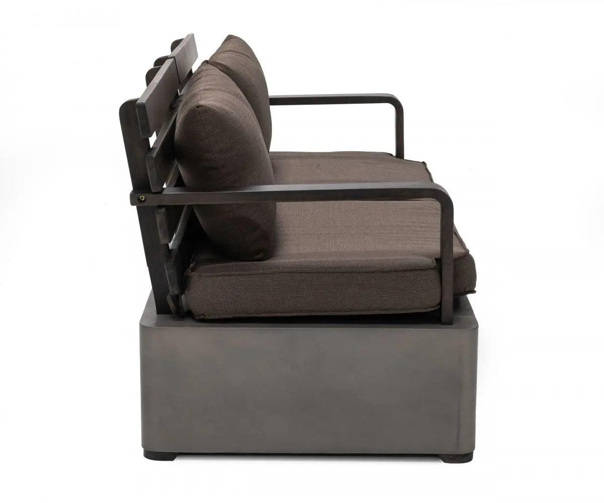 Vig Furniture - Renava Garza Outdoor Concrete & Acacia 2 Seater Sofa - Vglbmodu-St70X-Set