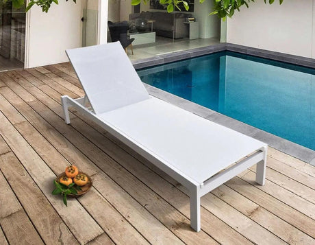 Vig Furniture - Renava Kayak - Modern White Outdoor Chaise Lounge - Vggerhaegean-Gry