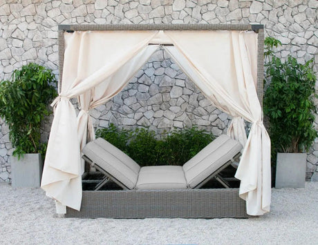 Vig Furniture - Renava Marin Outdoor Beige Canopy Sunbed - Vgatrabd-106-Bge