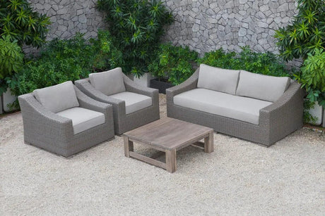 Vig Furniture - Renava Palisades Outdoor Beige Wicker Sofa Set - Vgatrasf-125-Bge