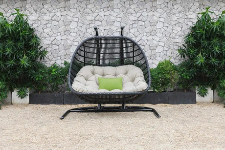 Vig Furniture - Renava San Juan Outdoor Black & Beige Hanging Chair - Vgatrahm-026