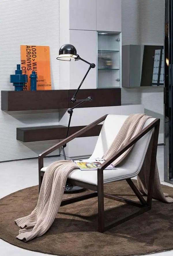 Vig Furniture - Taranto Modern Brown Leather Lounge Chair - Vgwcm511Y-Gry