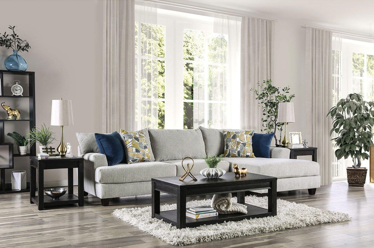 Viktor Transitional Light Gray Linen-like Fabric Sectional Sofa SM5208-SECT by Furniture of America Furniture of America