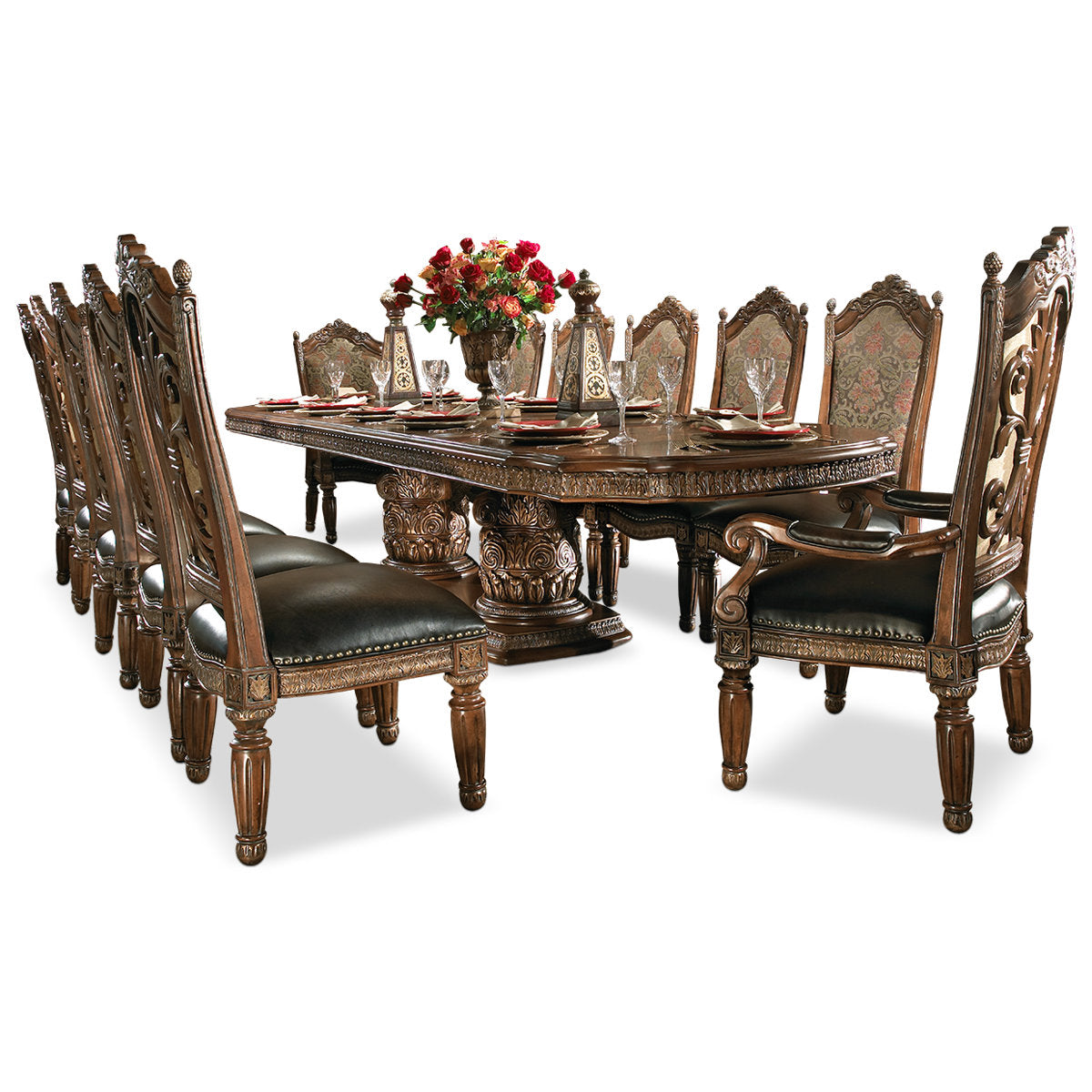 Set Villa Valencia 15 Piece Rectangular Dining Room Set - Aico Furniture - Home Elegance USA