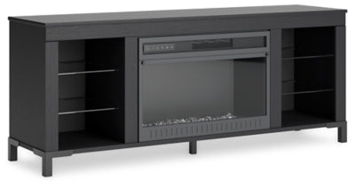 Ashley Black Cayberry TV Stand with Fireplace