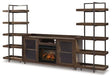 Ashley Brown/Gunmetal Starmore W633W6 3 - Piece Wall Unit with Electric Fireplace | Home Elegance USA
