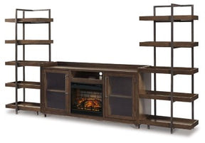 Ashley Brown/Gunmetal Starmore W633W6 3 - Piece Wall Unit with Electric Fireplace | Home Elegance USA
