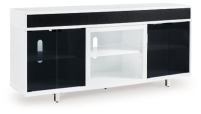 Ashley White/Black Gardoni XL TV Stand w/Fireplace Option