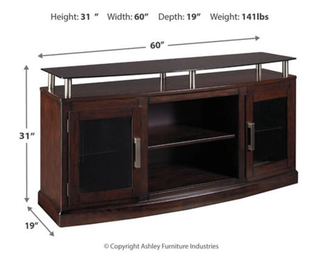 Ashley Dark Brown Chanceen W757W3 60" TV Stand with Electric Fireplace - W757W3 - Home Elegance USA - 4