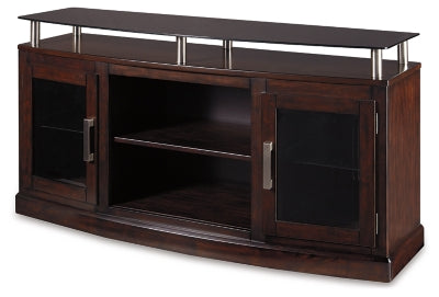 Ashley Dark Brown Chanceen Medium TV Stand/Fireplace OPT