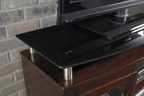 Ashley Dark Brown Chanceen W757W4 60" TV Stand with Electric Fireplace | Home Elegance USA