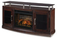 Ashley Dark Brown Chanceen W757W4 60" TV Stand with Electric Fireplace | Home Elegance USA