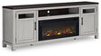 Ashley Gray/Brown Darborn W796W1 88" TV Stand with Electric Fireplace | Home Elegance USA