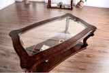 Walworth Traditional Dark Oak Tempered Glass Top Coffee Table Set 3pcs by Furniture of America Furniture of America
