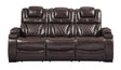 Warnerton Contemporary Dual Power Reclining Sofa in Chocolate by Ashley Furniture