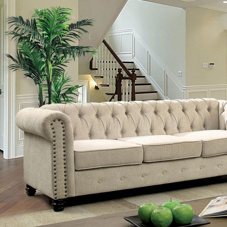 Winifred Transitional Ivory Chenille Sofa and Loveseat by Furniture of America Furniture of America